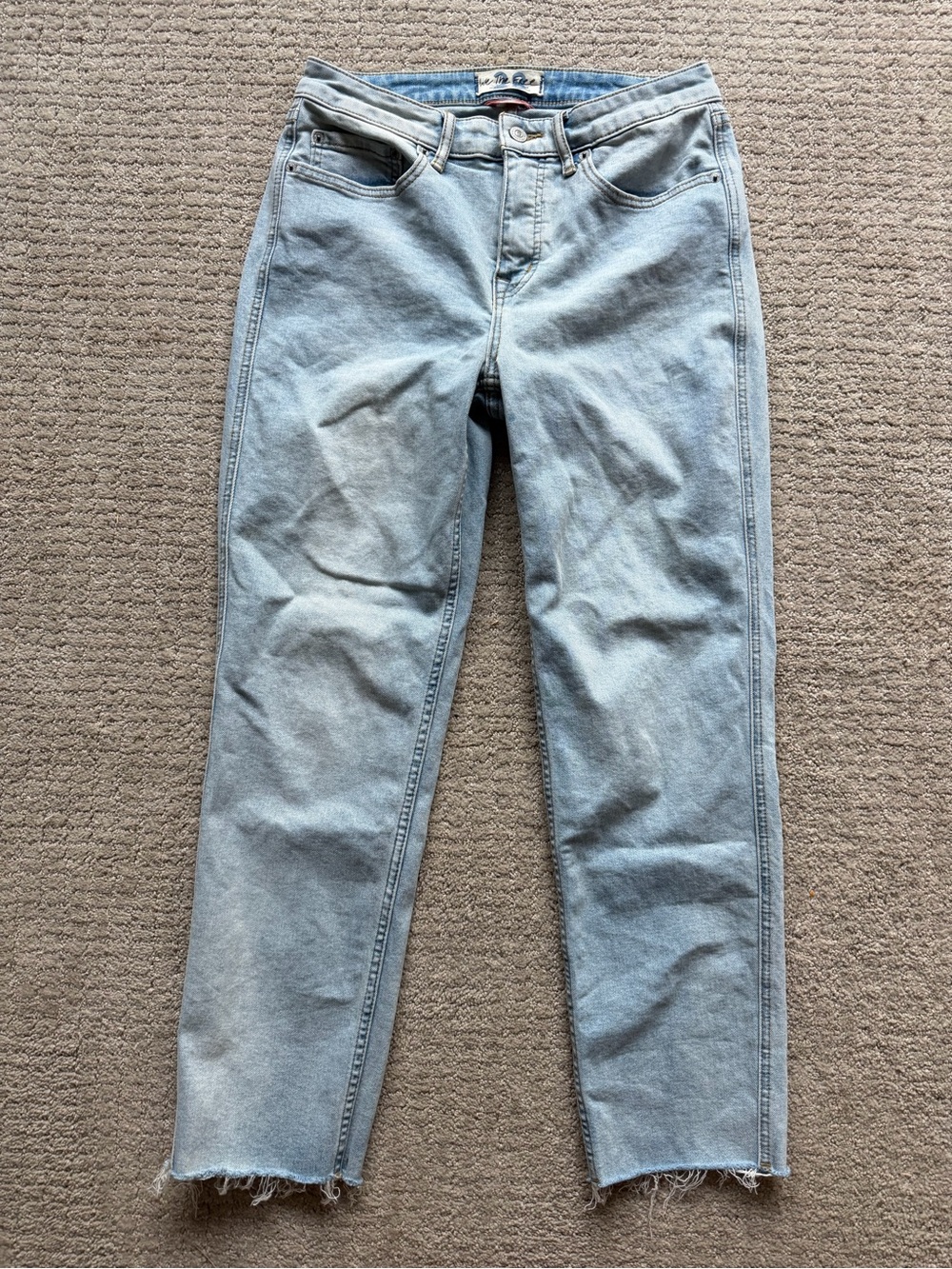 Free People We The Free Curvy High Rise Vintage Straight Raw Hem Jeans Size 28